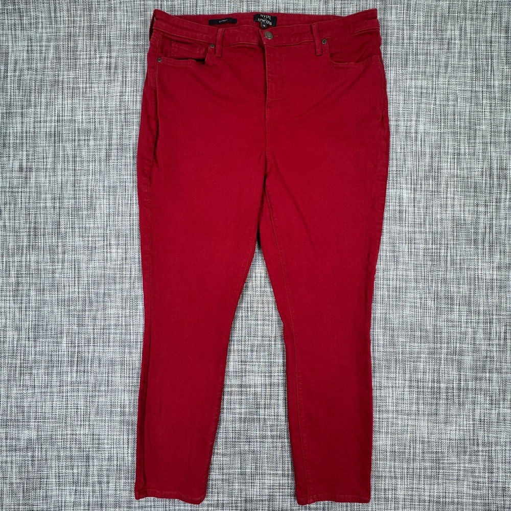 NYDJ Women's Lift Tuck Skinny Jeans Stretch Red Size 16 Made in USA